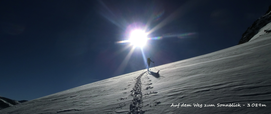 Auf dem Weg zum Sonnblick (3.024 m) in den Hohen Tauern (Jan. 2016)