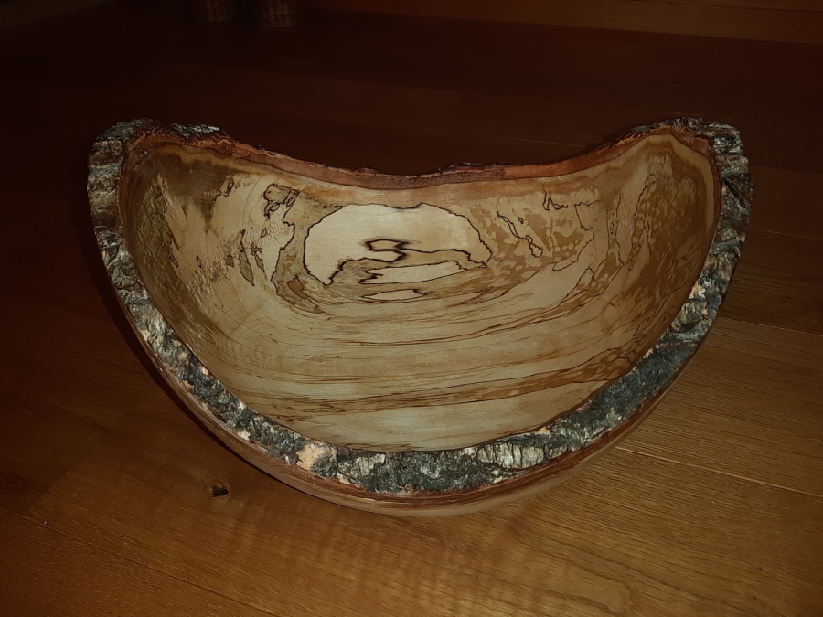 Naturrandschale aus gestocktem Birkenholz mit 42 cm